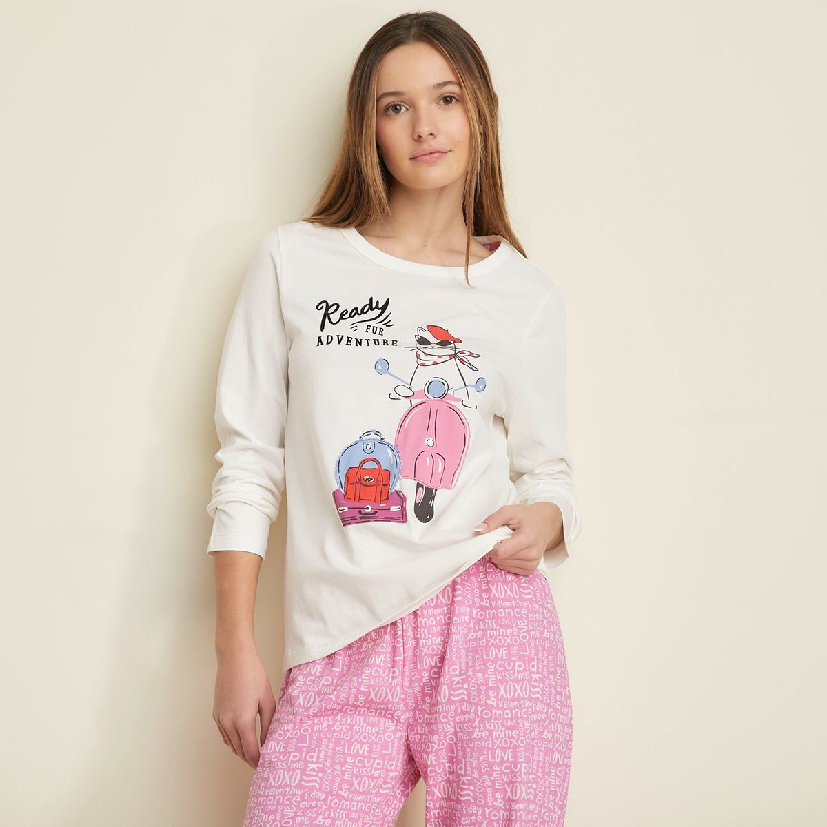SYBILLA - Camiseta de pijama para Mujer Manga larga Sybilla