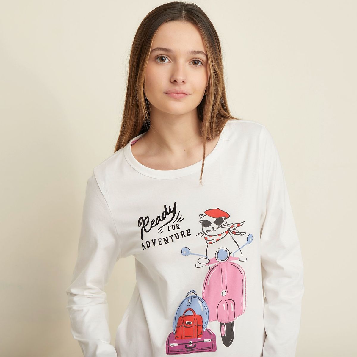 SYBILLA - Camiseta de pijama para Mujer Manga larga Sybilla