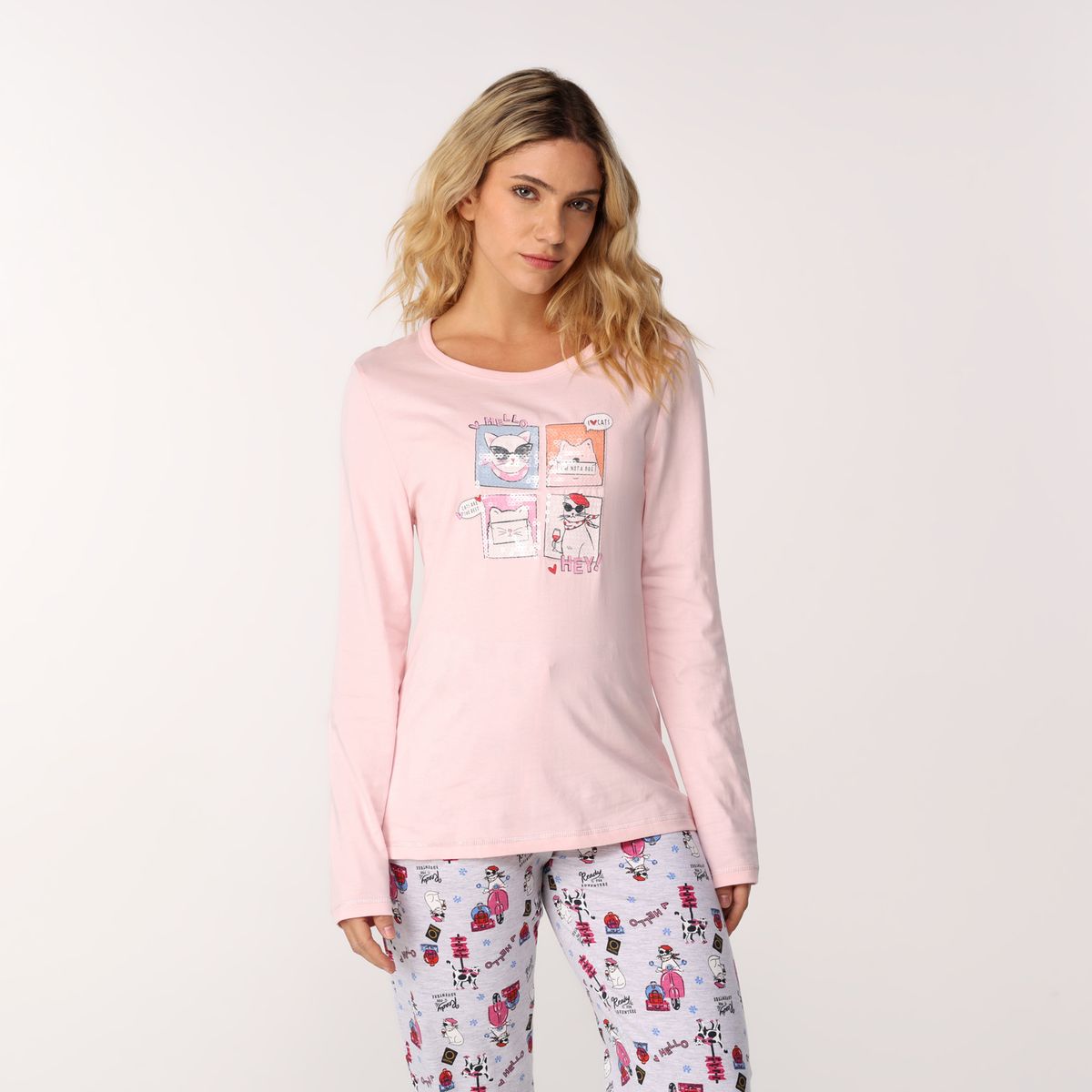 SYBILLA - Camiseta de pijama para Mujer Manga larga Sybilla