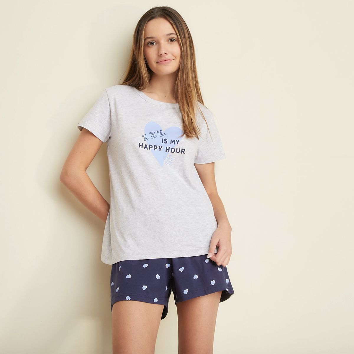 SYBILLA - Pijama completa con short para Mujer Manga corta de Algodón Sybilla