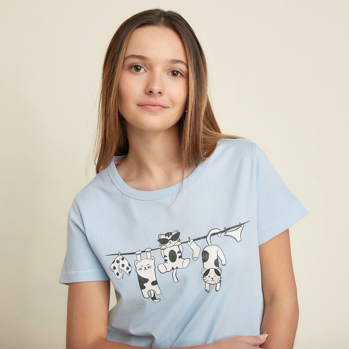 SYBILLA - Camiseta de pijama Mujer Medio Manga corta de Algodón Sybilla 