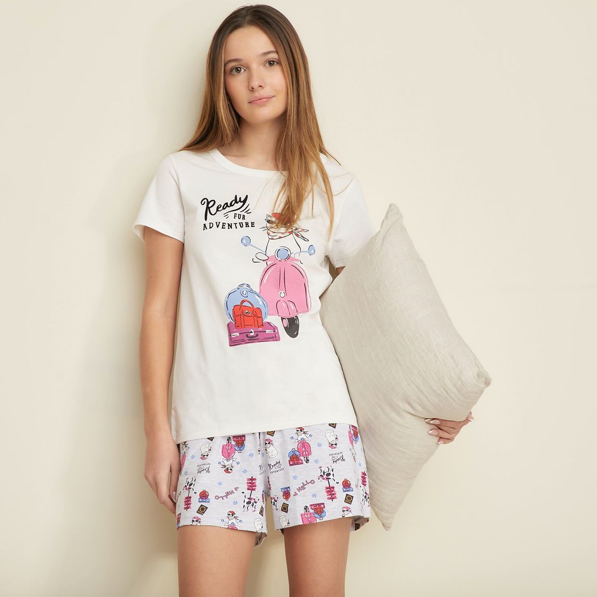 SYBILLA - Camiseta de pijama Mujer Medio Manga corta de Algodón Sybilla 