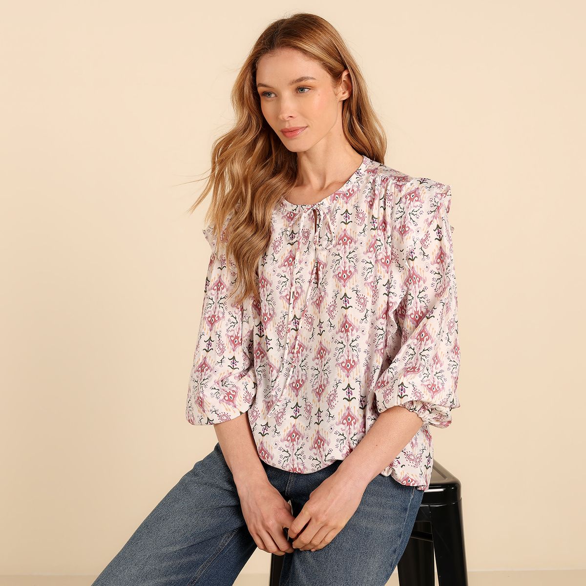 UNIVERSITY CLUB - Blusa Mujer con Boleros Manga larga University Club