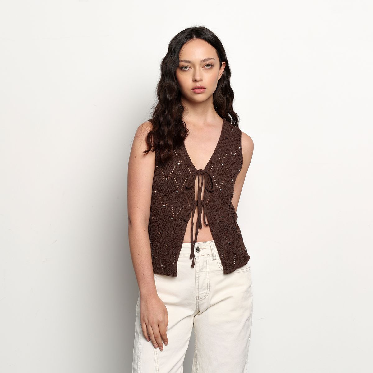 DENIMLAB - Chaleco Mujer Tejido de Algodón Slim fit Denimlab