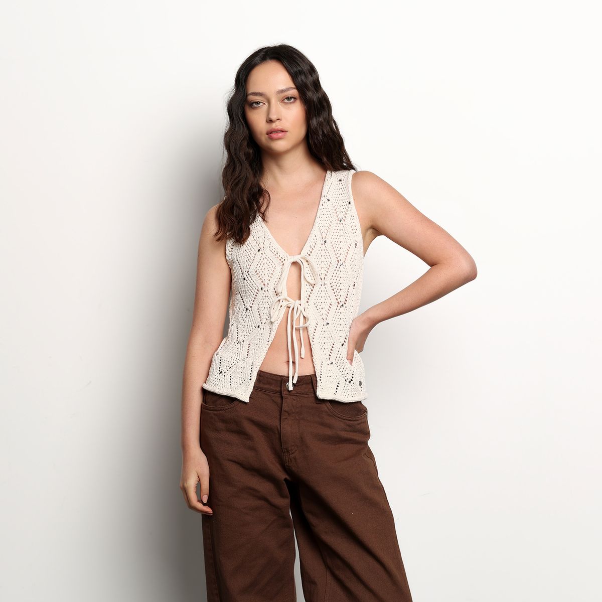 DENIMLAB - Chaleco Mujer Tejido de Algodón Slim fit Denimlab