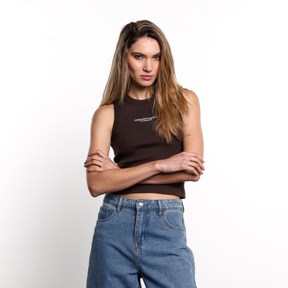 DENIMLAB - Top esqueleto Mujer Sin mangas de Algodón Denimlab