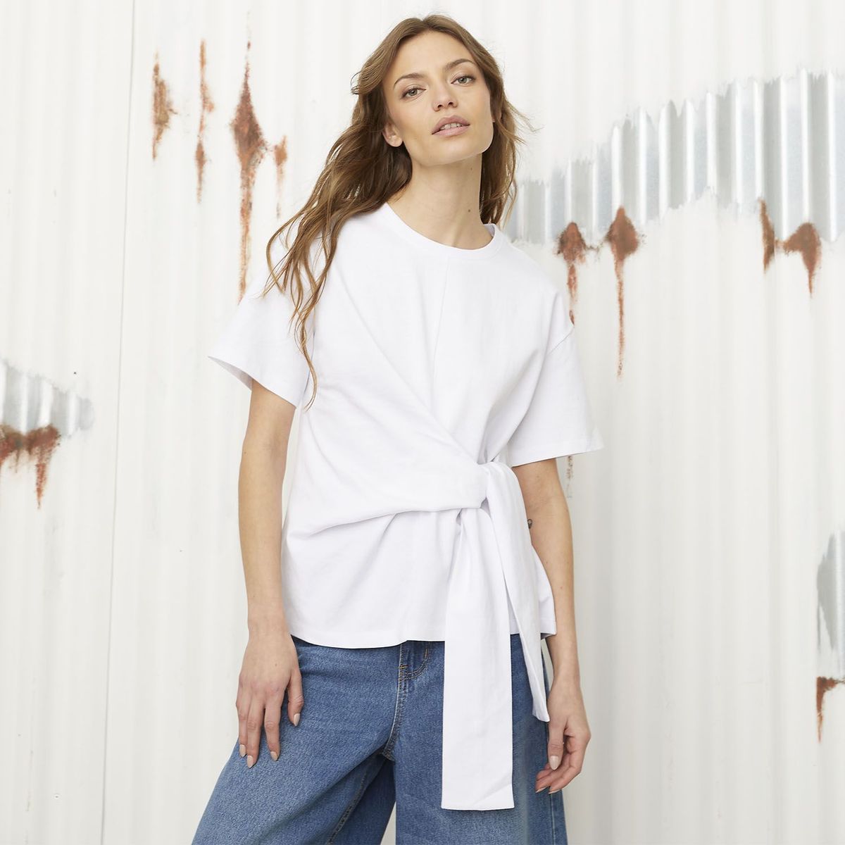 DENIMLAB - Camiseta Mujer Anudada Manga corta Denimlab