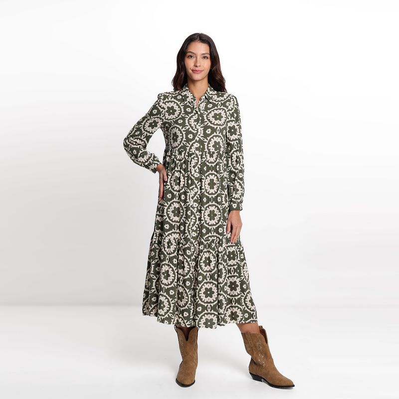 UNIVERSITY CLUB - Vestido camisero Mujer Medio Casual con Estampado University Club