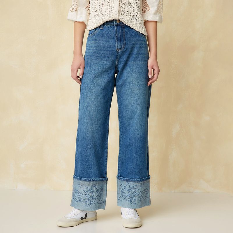 UNIVERSITY CLUB - Jean Wide leg Mujer Tiro alto University Club