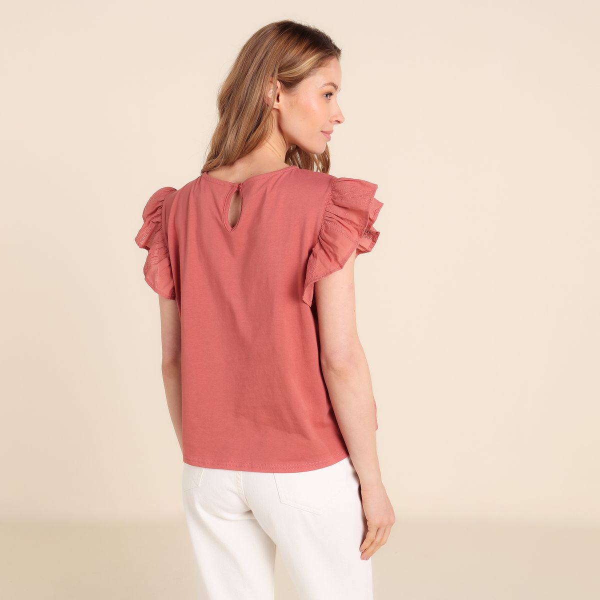 UNIVERSITY CLUB - Blusa Mujer con Boleros Manga corta de Algodón University Club