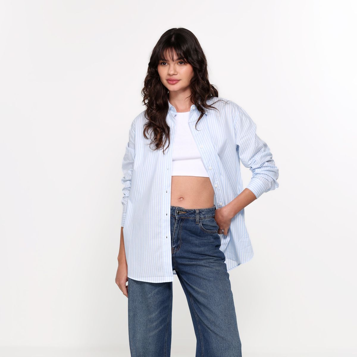 SYBILLA - Camisa Mujer Manga larga de Algodón Sybilla