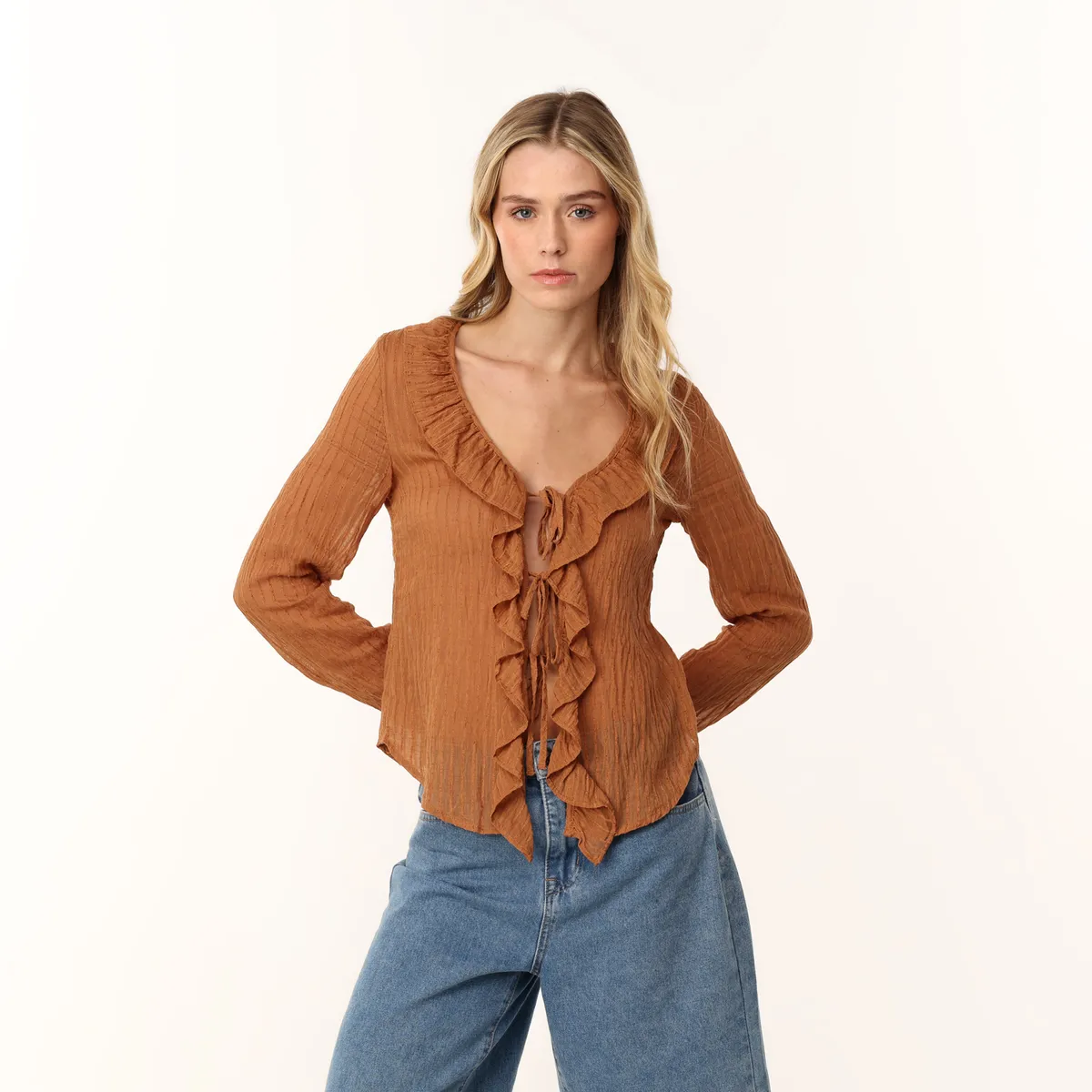 SYBILLA - Blusa Mujer con Boleros Manga larga Sybilla