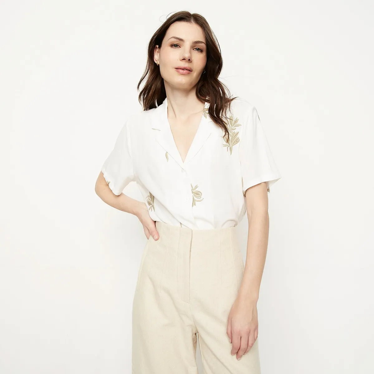 APOLOGY - Blusa Mujer con Bordado Manga corta Apology