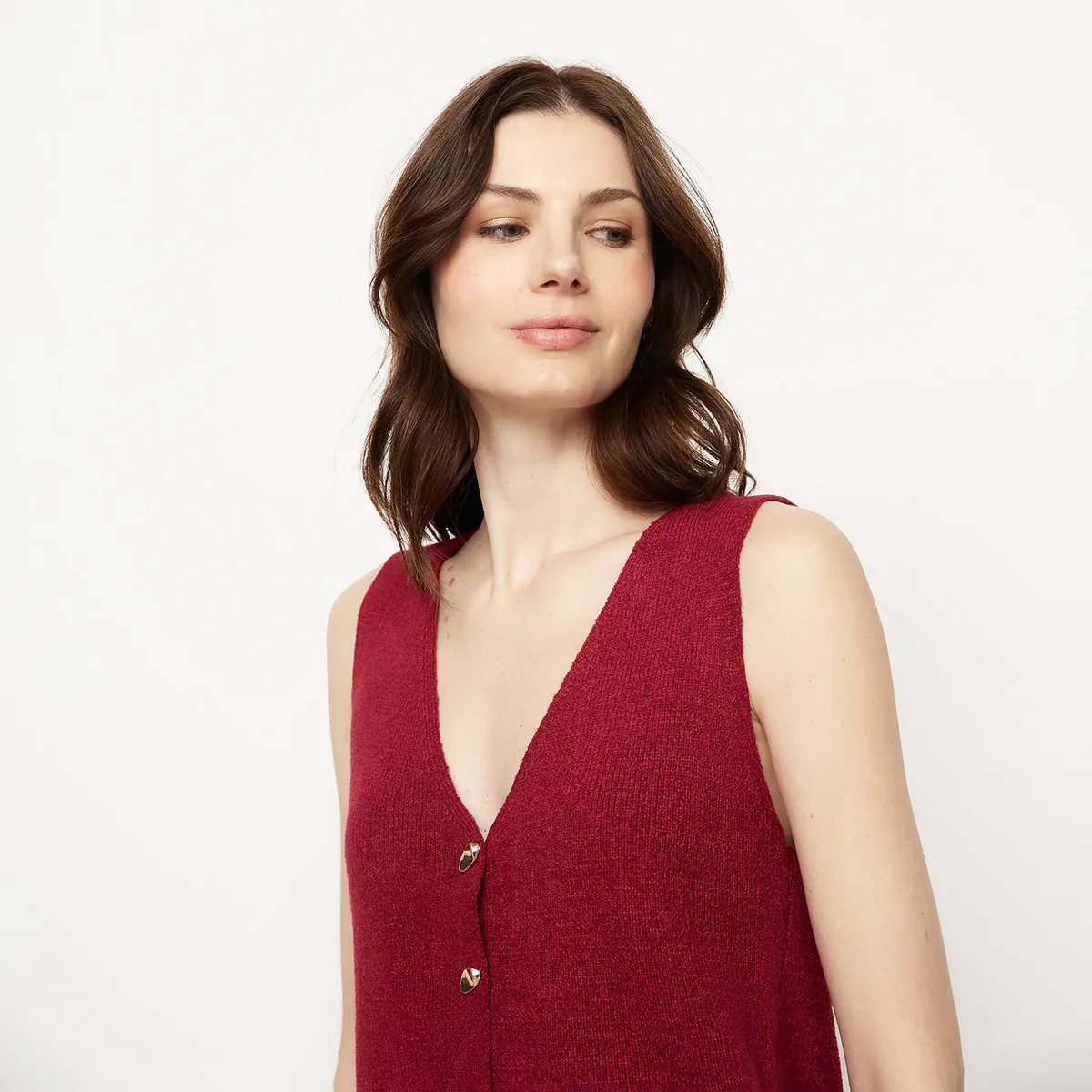 APOLOGY - Chaleco Mujer Tejido Sin mangas de Acrílico Apology