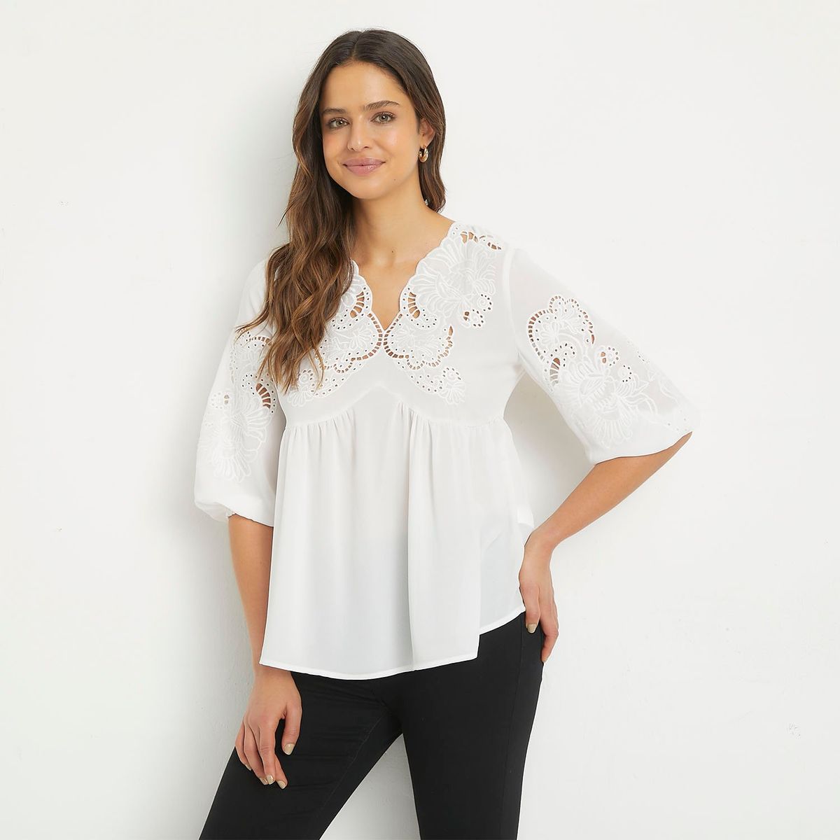 APOLOGY - Blusa Mujer con Bordado Manga 3/4 Apology