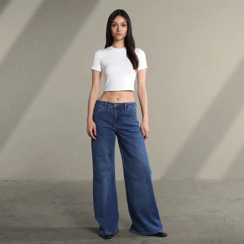 SYBILLA - Jean Super Wide leg Mujer Tiro bajo Sybilla 