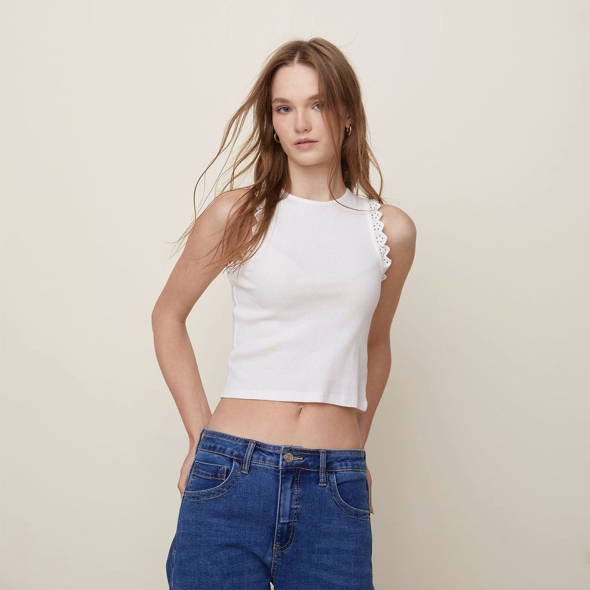 SYBILLA - Blusa Mujer Sin mangas de Algodón Sybilla