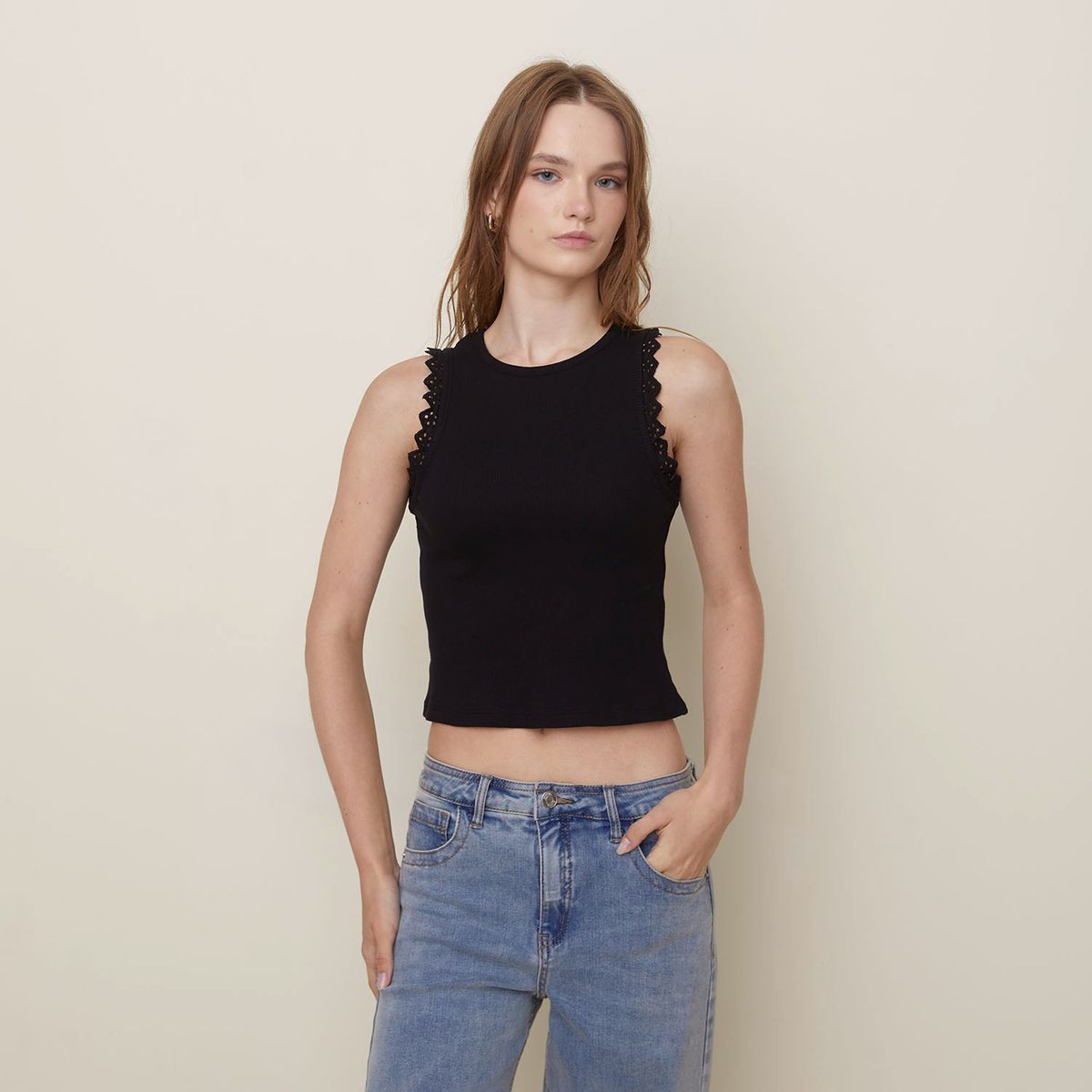 SYBILLA - Blusa Mujer Sin mangas de Algodón Sybilla