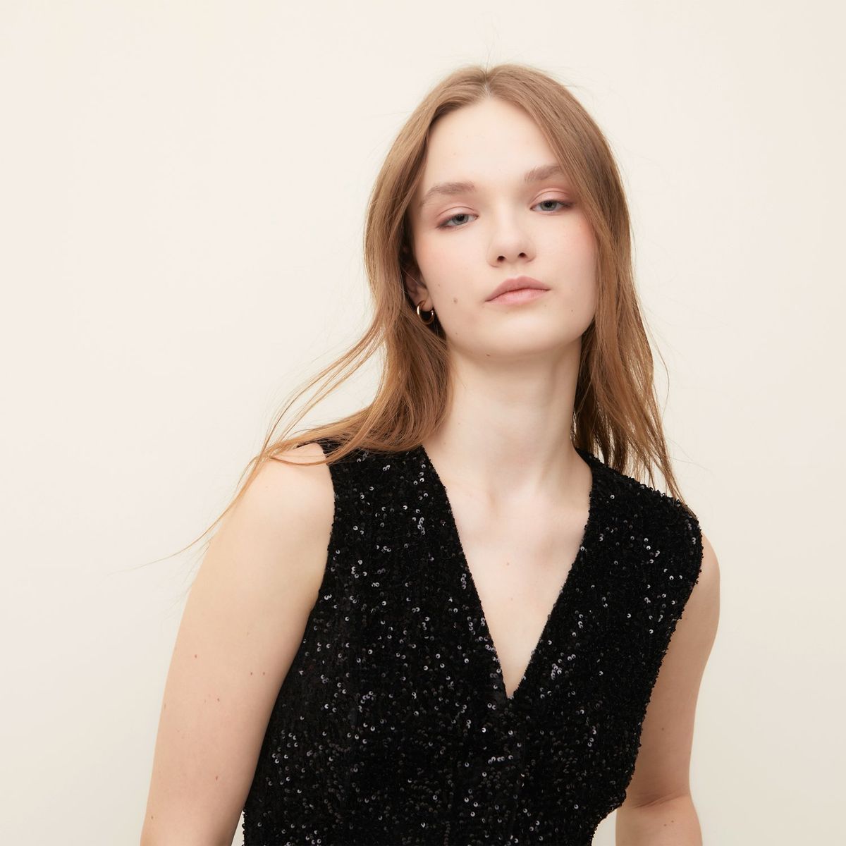 SYBILLA - Blusa Mujer con Lentejuelas Sin mangas Sybilla