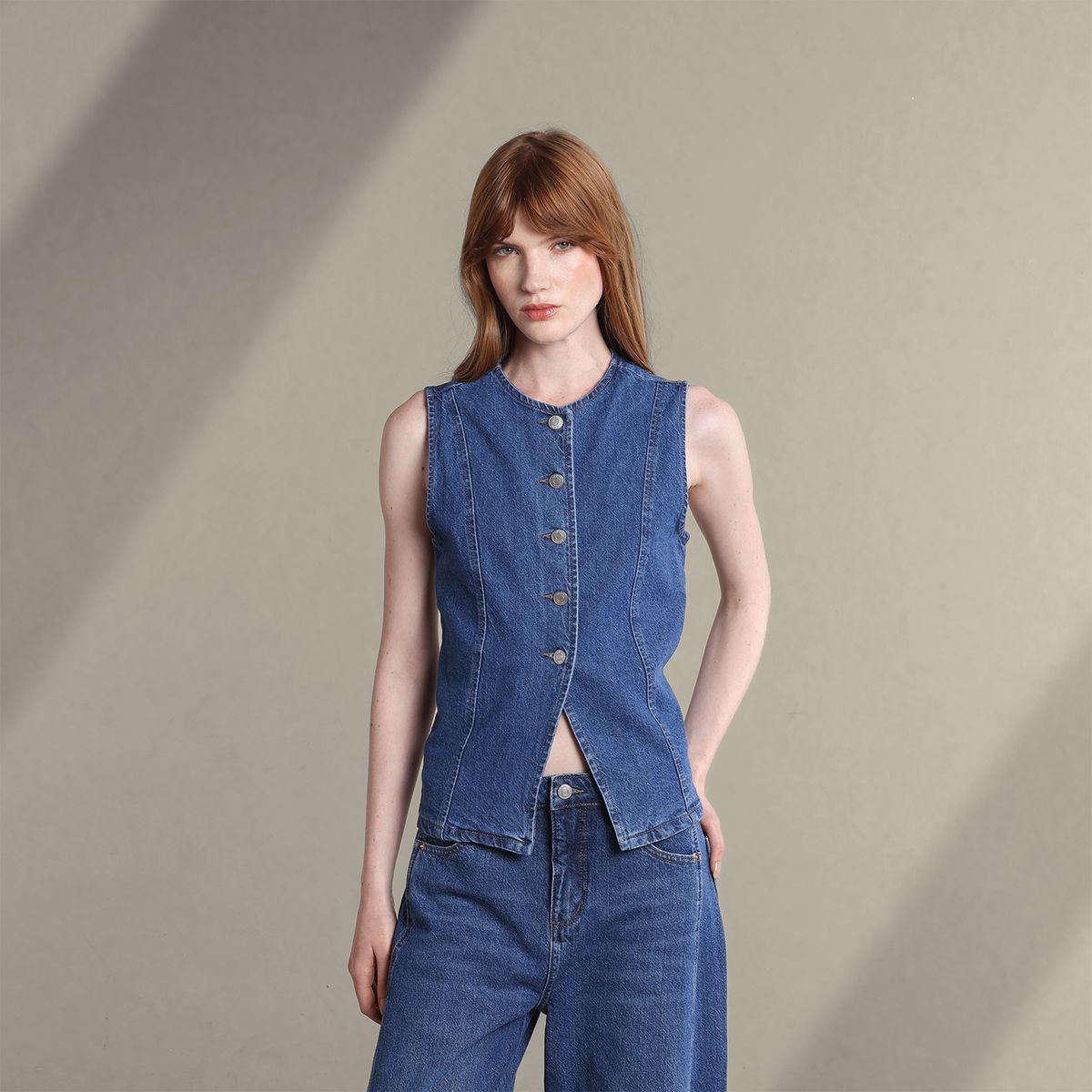 SYBILLA - Blusa Mujer Sin mangas de Algodón Sybilla