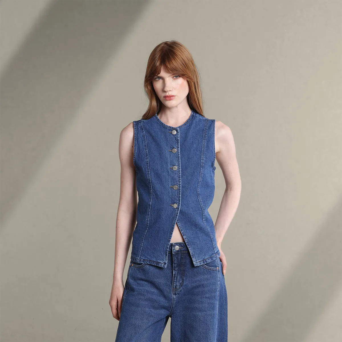 SYBILLA - Blusa Mujer Sin mangas de Algodón Sybilla