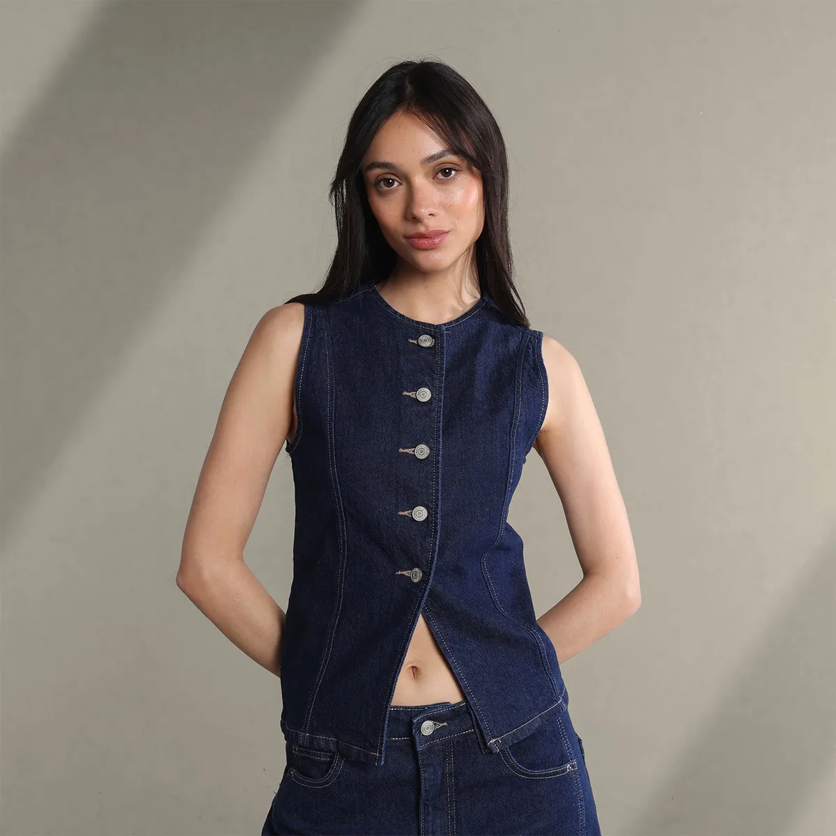 SYBILLA - Blusa Mujer Sin mangas de Algodón Sybilla