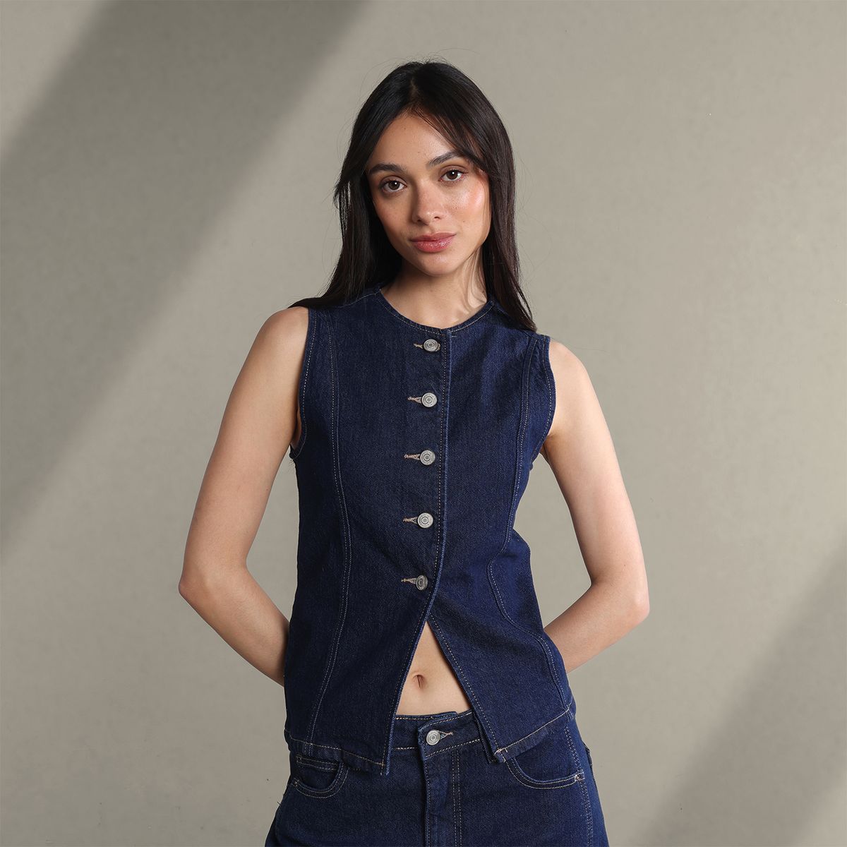 SYBILLA - Blusa Mujer Sin mangas de Algodón Sybilla