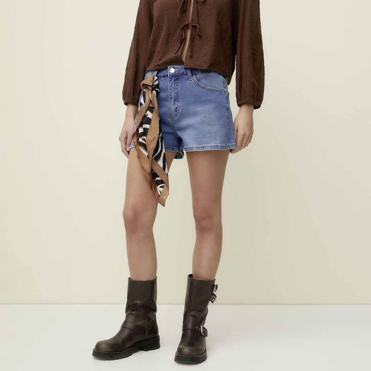 SYBILLA - Short de jean Mujer Tiro medio de Algodón Sybilla