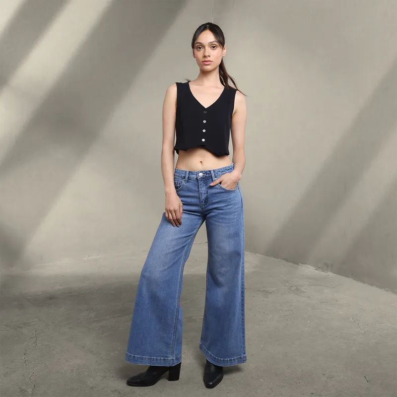DENIMLAB - Jean Wide leg Mujer Tiro bajo Denimlab 