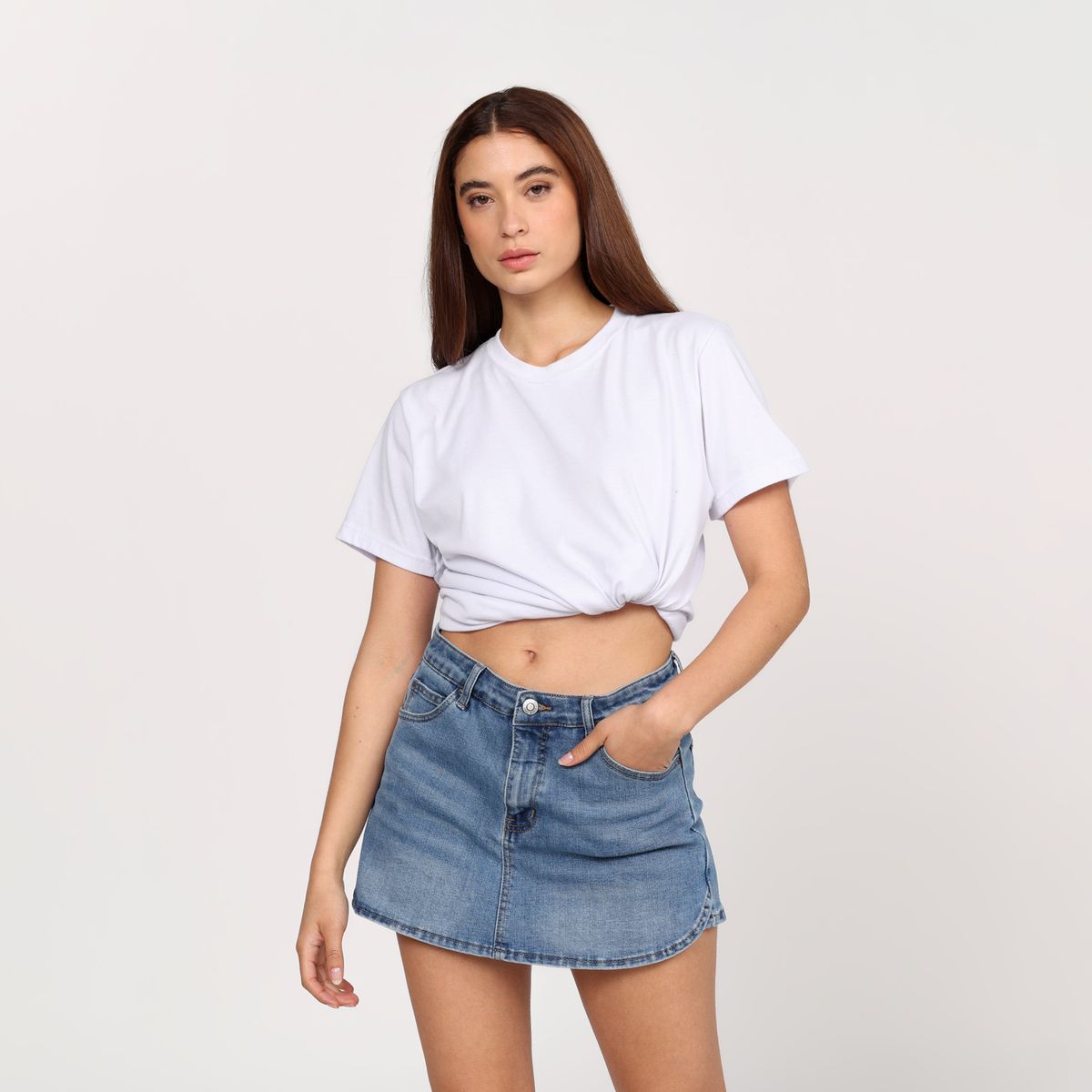 DENIMLAB - Falda de jean Mini Mujer de Algodón Denimlab