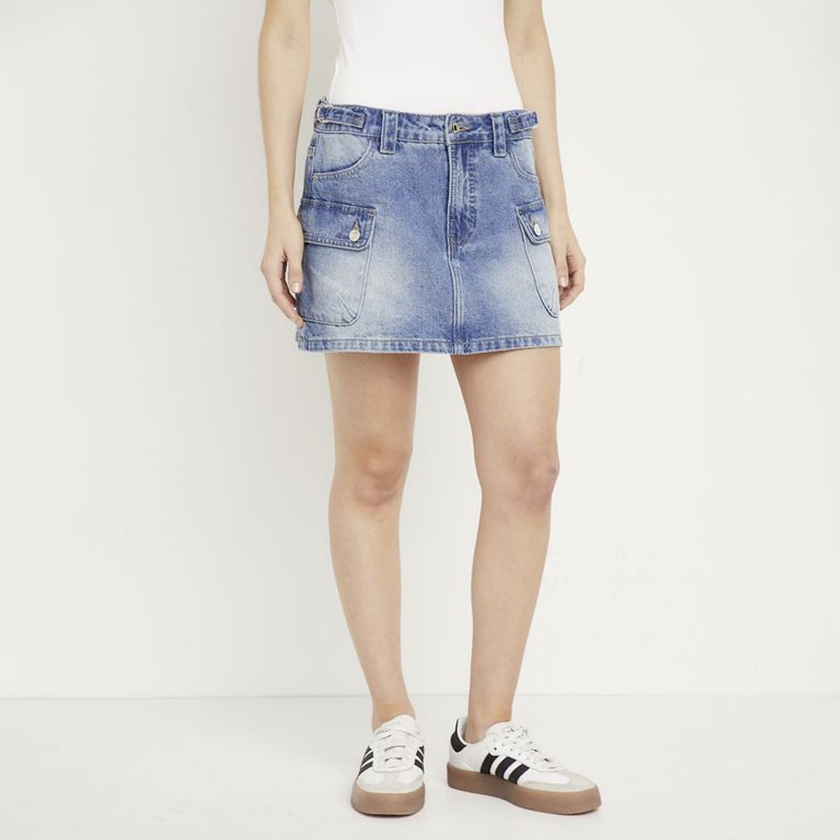 SYBILLA - Falda de jean Mini Mujer Cargo de Algodón Sybilla