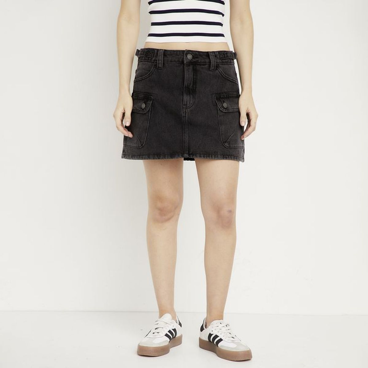 SYBILLA - Falda de jean Mini Mujer Cargo de Algodón Sybilla