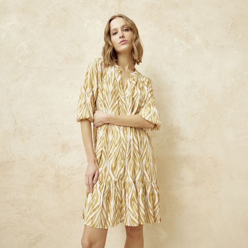 BASEMENT - Vestido Mujer Corto Casual con Estampado Basement