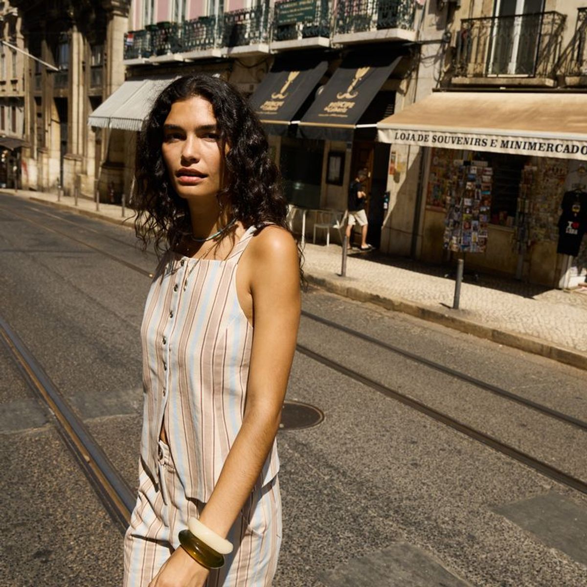 BASEMENT - Chaleco Mujer de Rayas de Algodón Basement