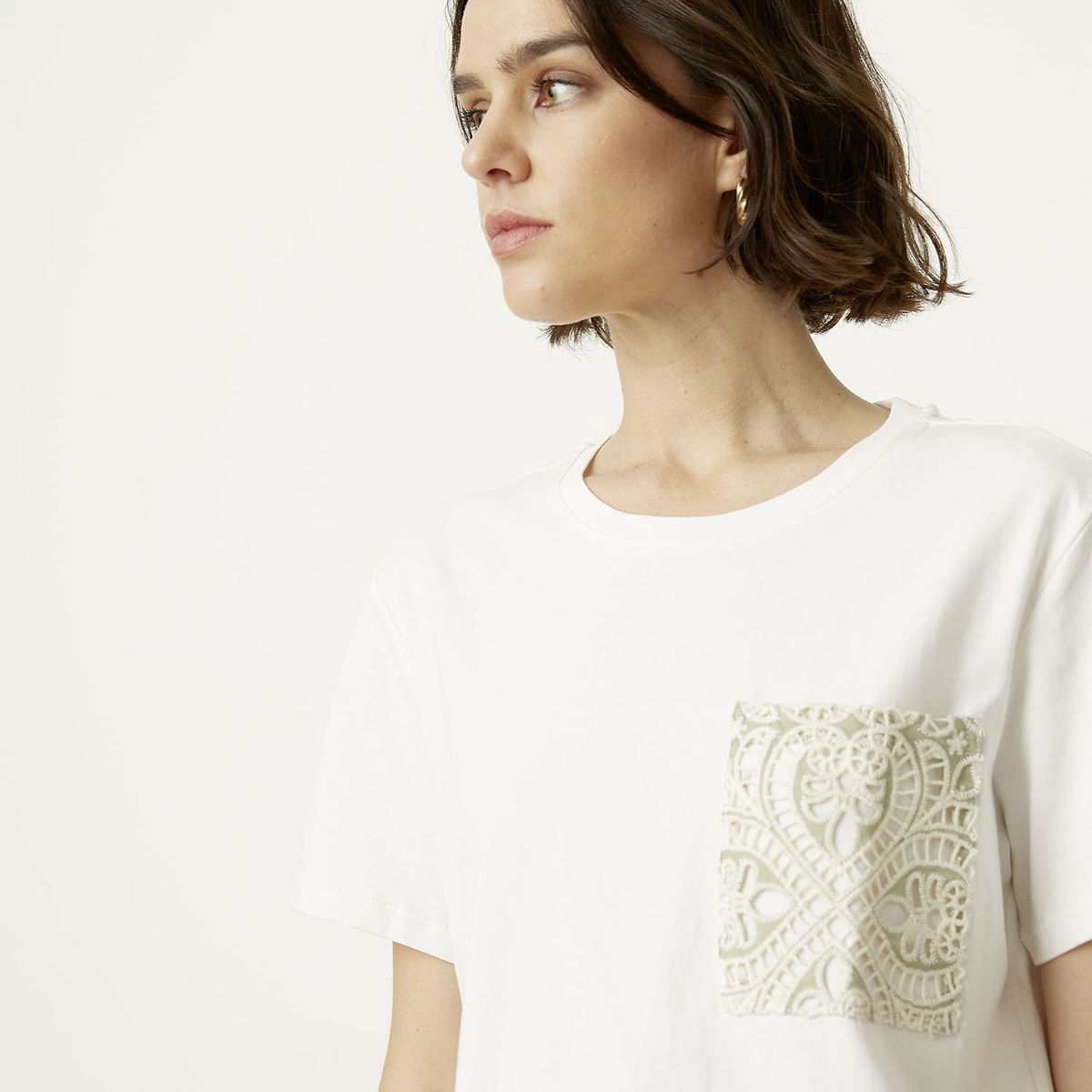 BASEMENT - Camiseta Mujer con Bordado Manga corta de Algodón Basement