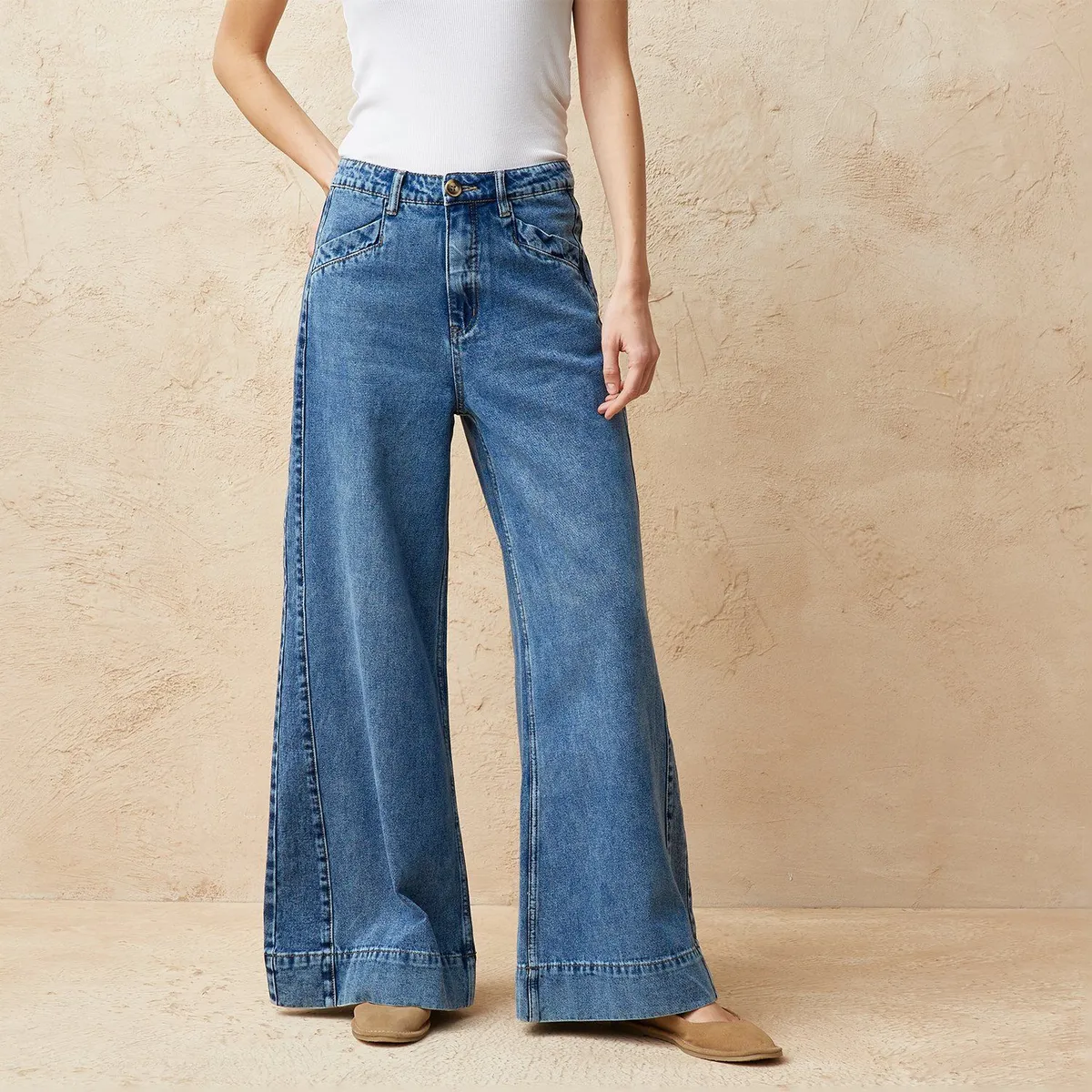 BASEMENT - Jean Wide leg Mujer Tiro alto Basement