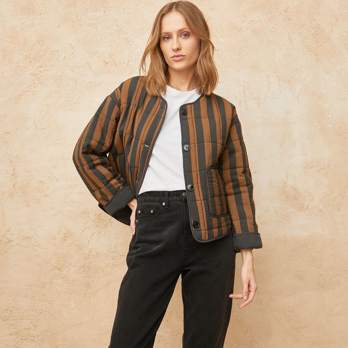 BASEMENT - Chaqueta Mujer de Rayas Basement