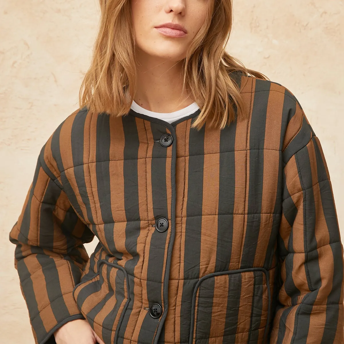 BASEMENT - Chaqueta Mujer de Rayas Basement