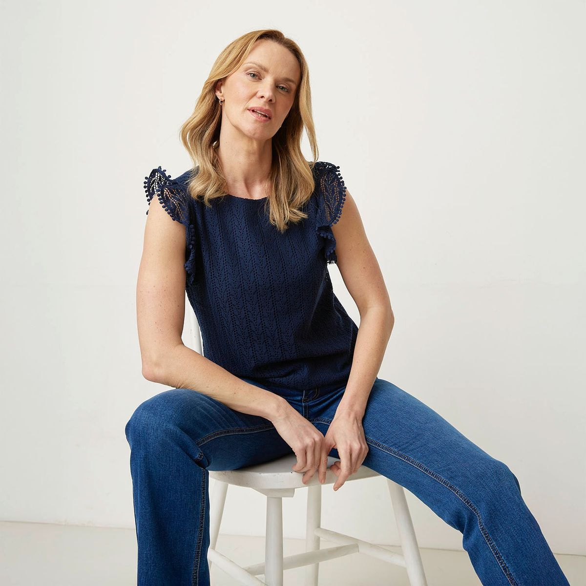 NEWPORT - Blusa Mujer con Ojalillo Sin mangas Newport