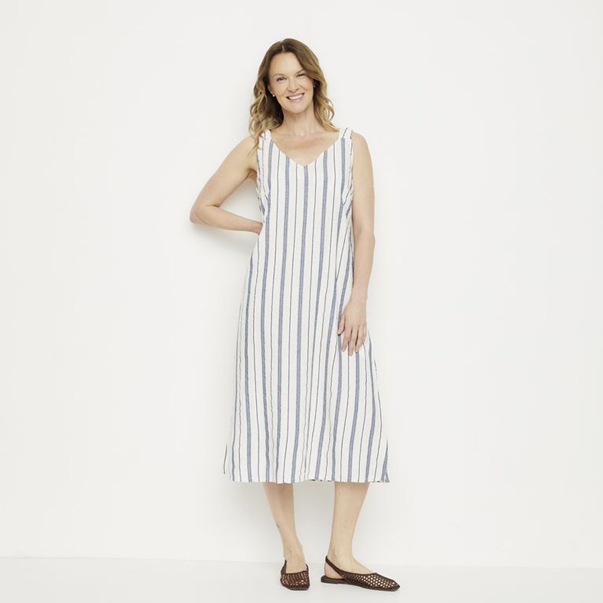 NEWPORT - Vestido Mujer Medio Casual de Rayas Newport