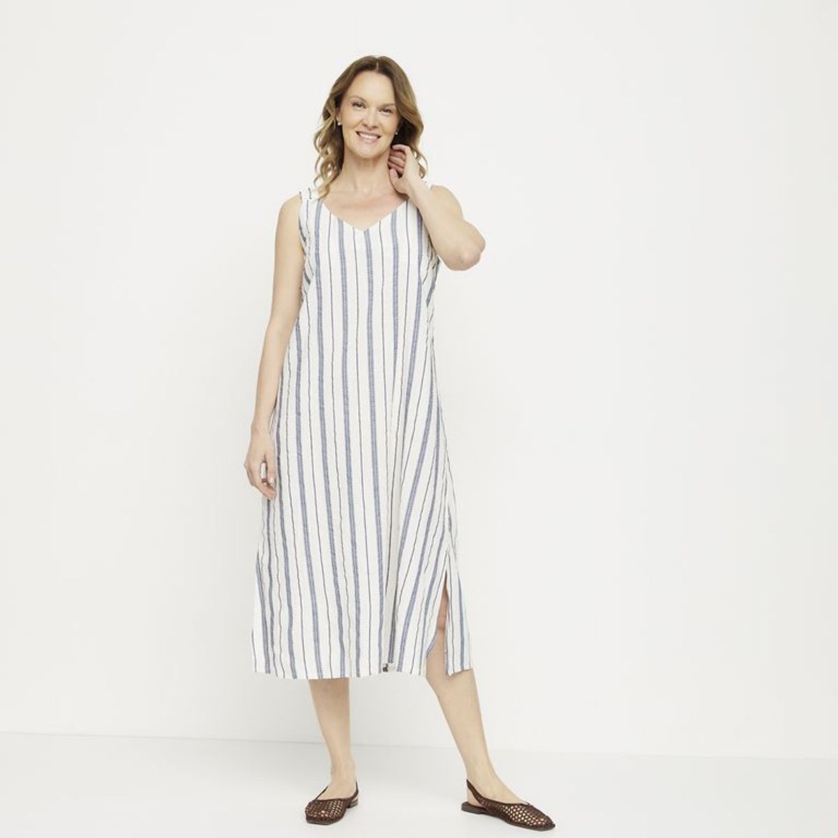 NEWPORT - Vestido Mujer Medio Casual de Rayas Newport