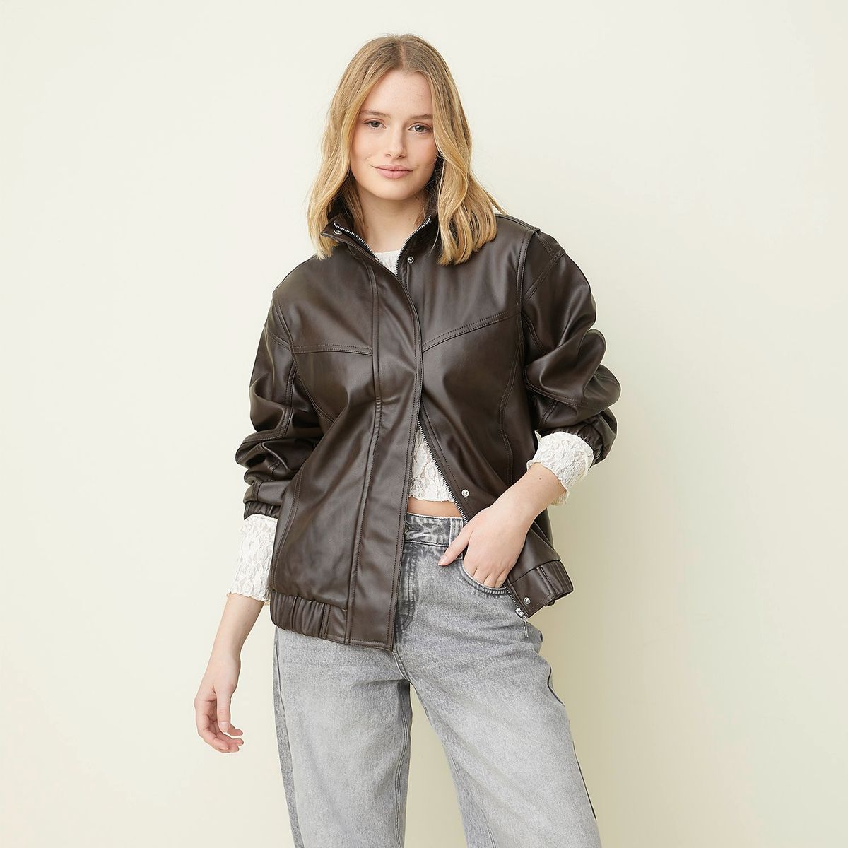 SYBILLA - Chaqueta Mujer Efecto cuero Sybilla