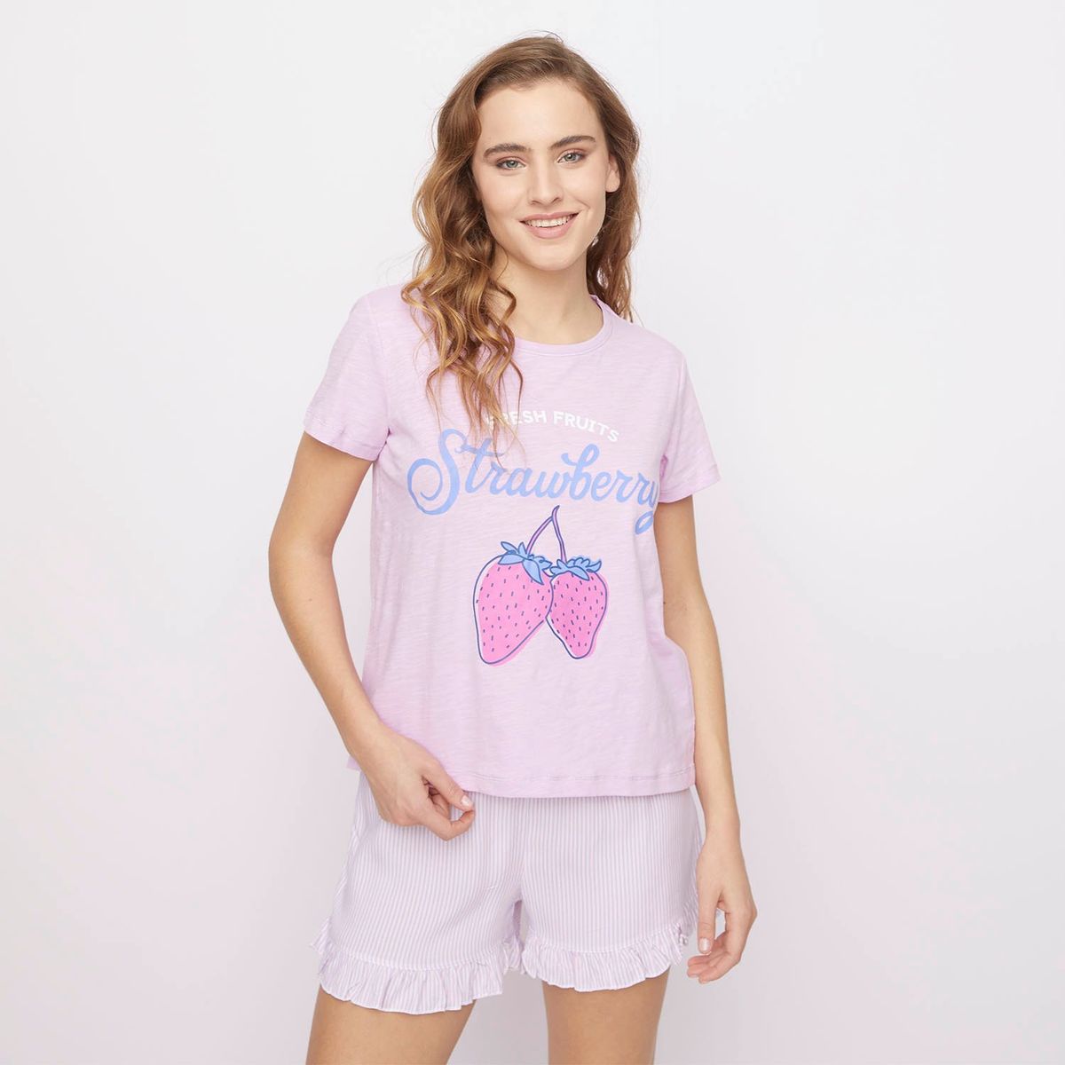 SYBILLA - Pijama completa con short para Mujer Manga corta de Algodón Sybilla