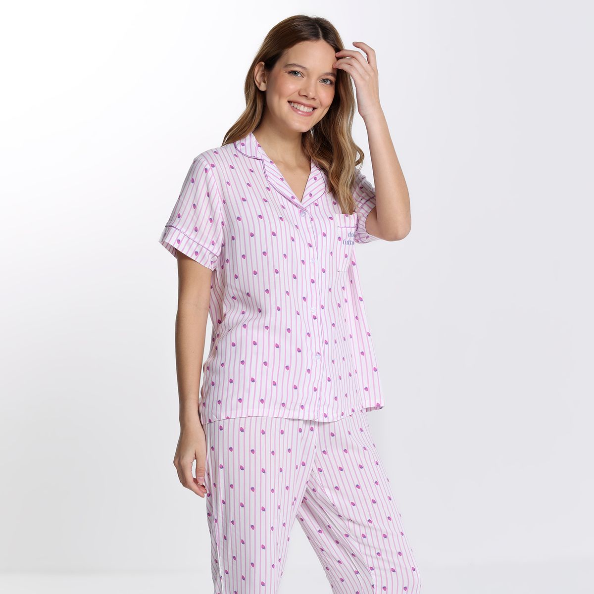 SYBILLA - Pijama completa con short para Mujer Manga corta de Viscosa Sybilla