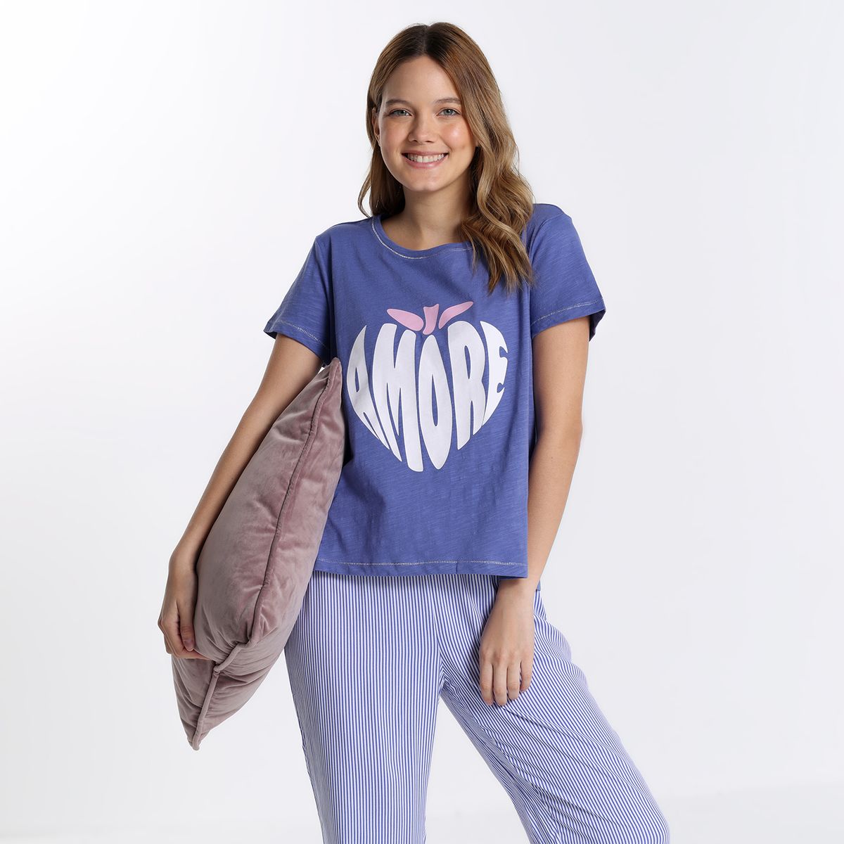 SYBILLA - Pijama completa con pantalón para Mujer Manga corta de Algodón Sybilla