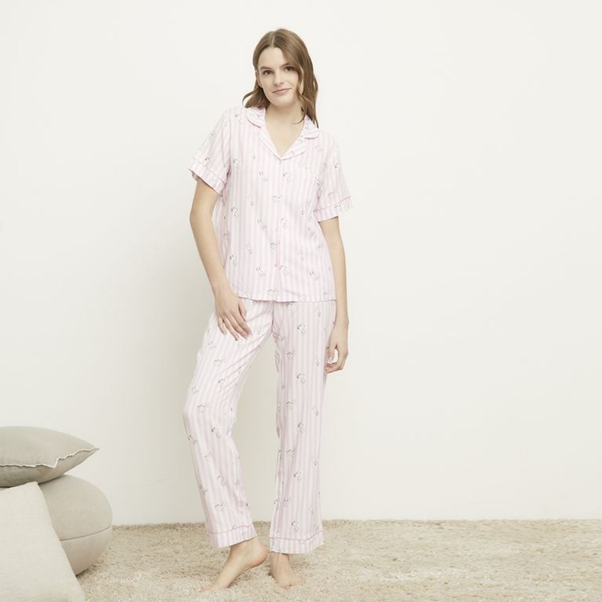 SNOOPY - Pijama completa con pantalón para Mujer Manga corta Snoopy
