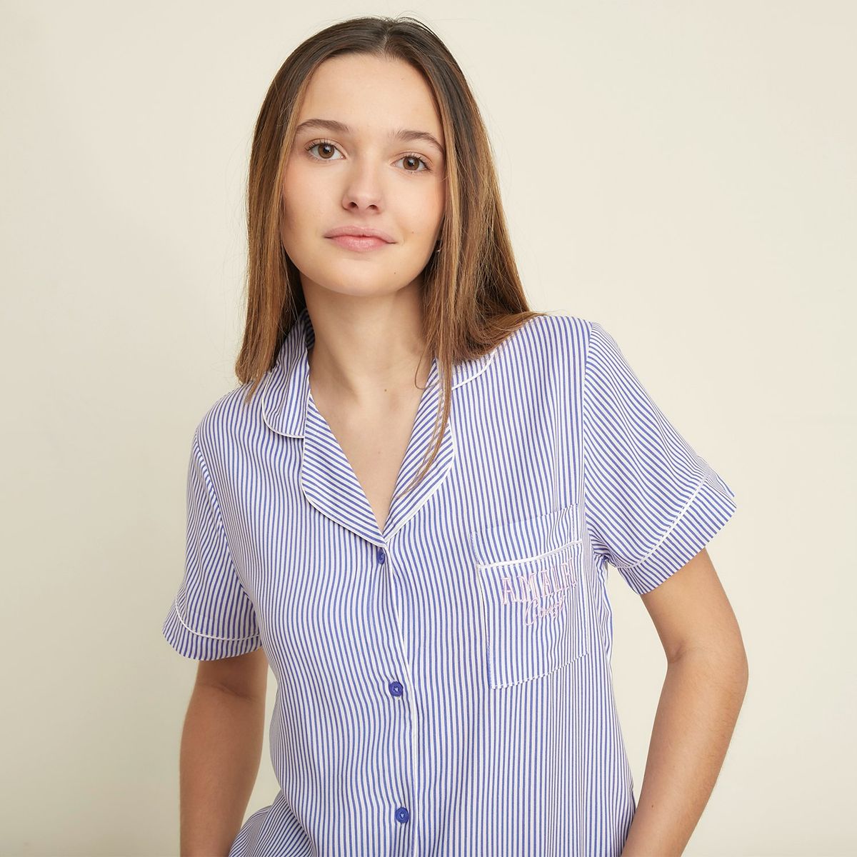 SYBILLA - Pijama completa con short para Mujer Manga corta de Viscosa Sybilla