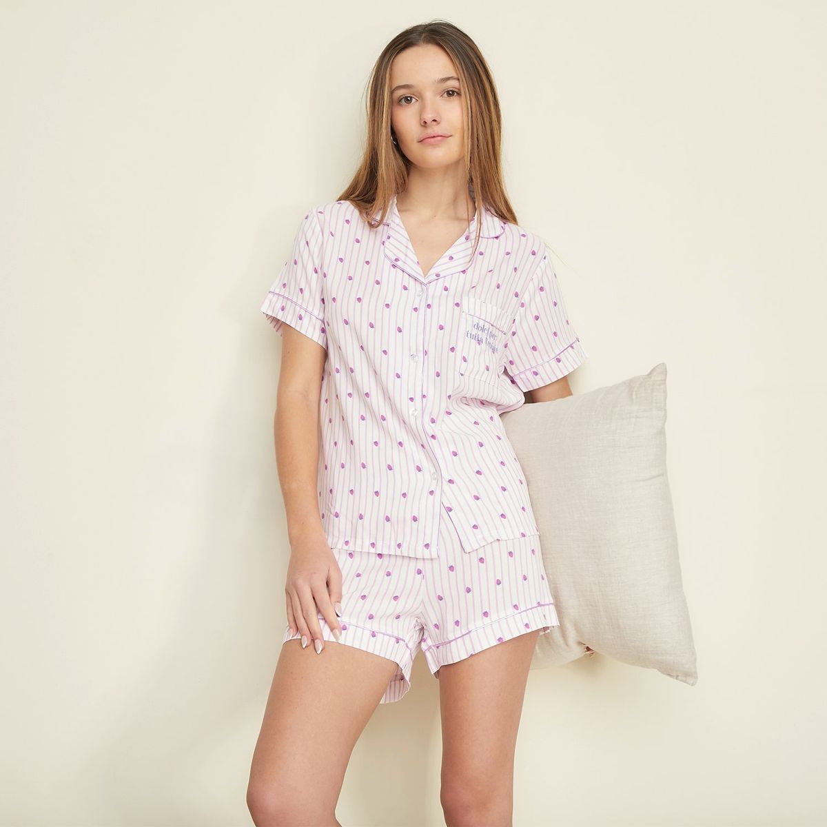 SYBILLA - Pijama completa con short para Mujer Manga corta de Viscosa Sybilla