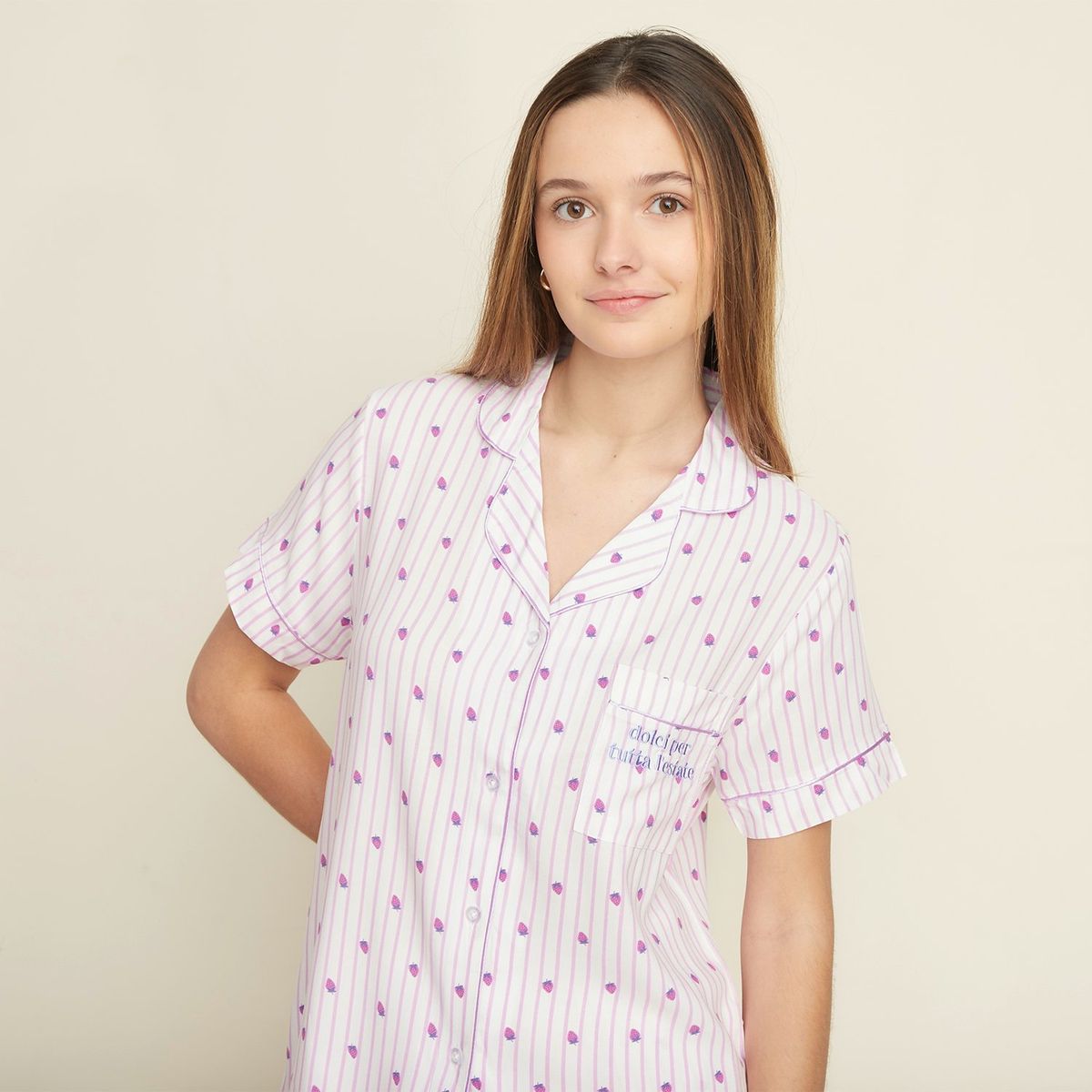 SYBILLA - Pijama completa con short para Mujer Manga corta de Viscosa Sybilla