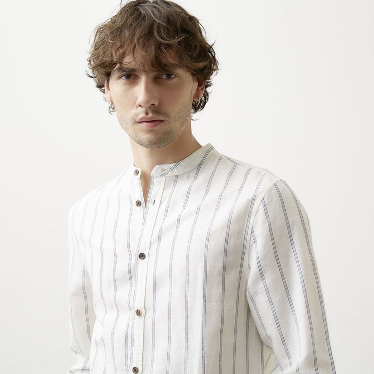 BASEMENT - Camisa Hombre de Rayas Manga Larga Basement